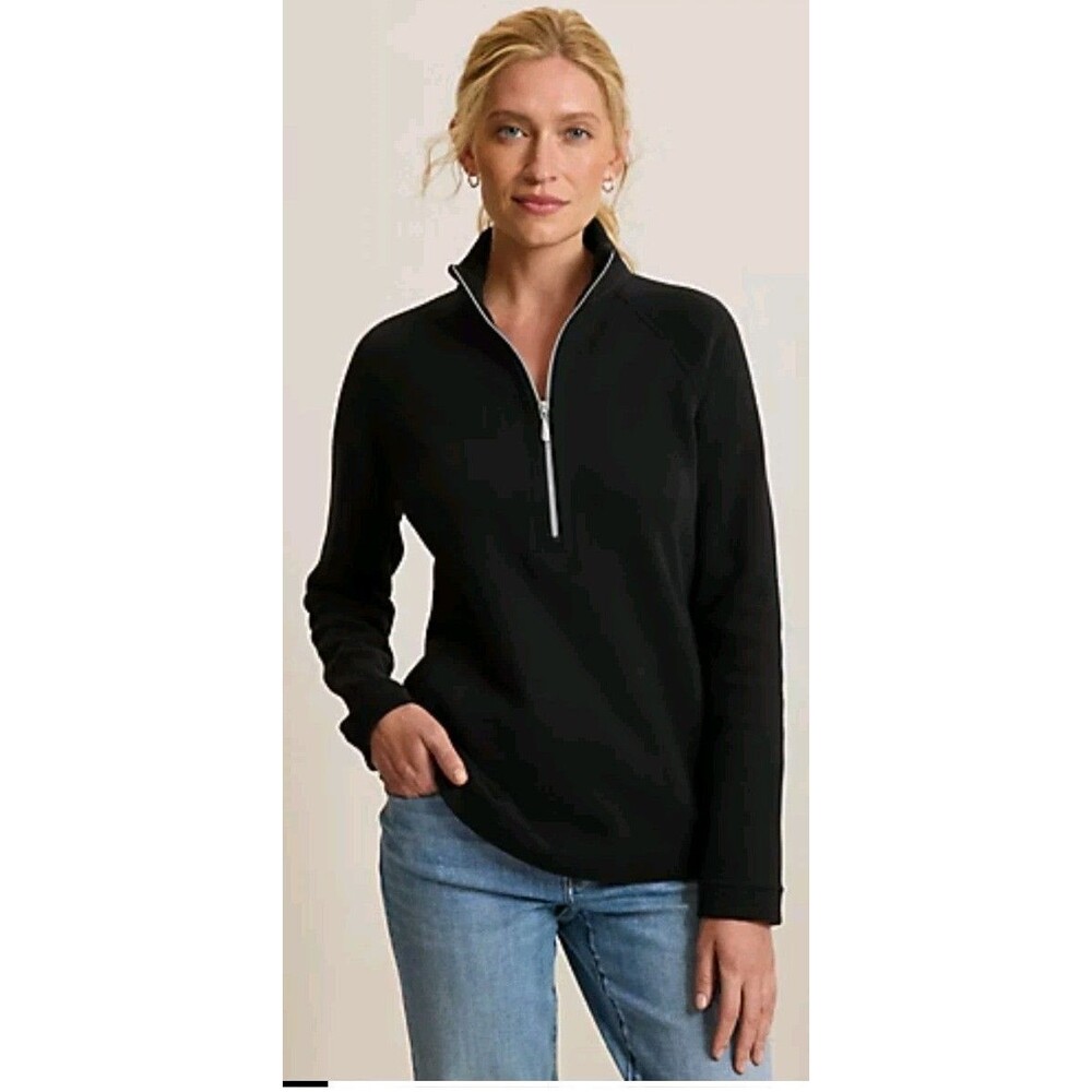 Tommy Bahama Aruba Half Zip Women's Pullover Top Sweater Athleisure Black Sz XL